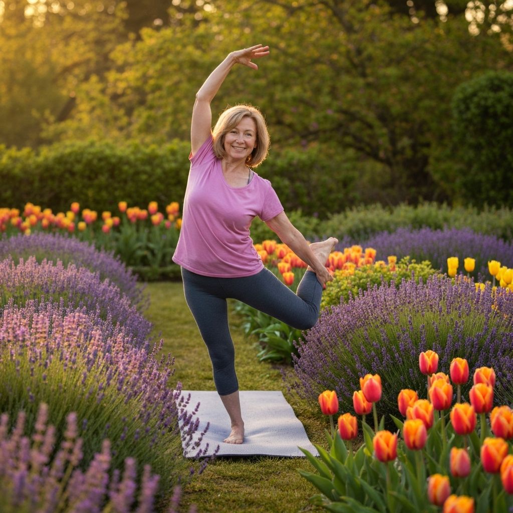 Person stretching in nature
